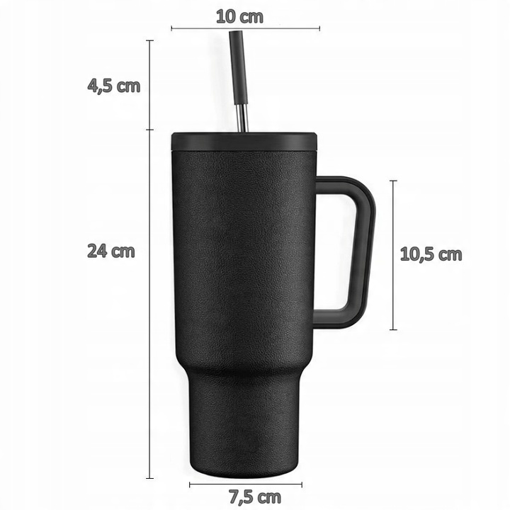 Kubek Termiczny TERMOS Na Kawę Herbatę Do Samochodu Ze Słomką Duży 1,1L 07A