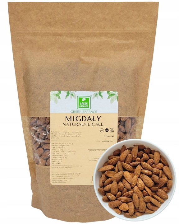 MIGDAŁY CAŁE DUŻE 1kg najlepsze wielkie chrupiące naturalne świeże jakość