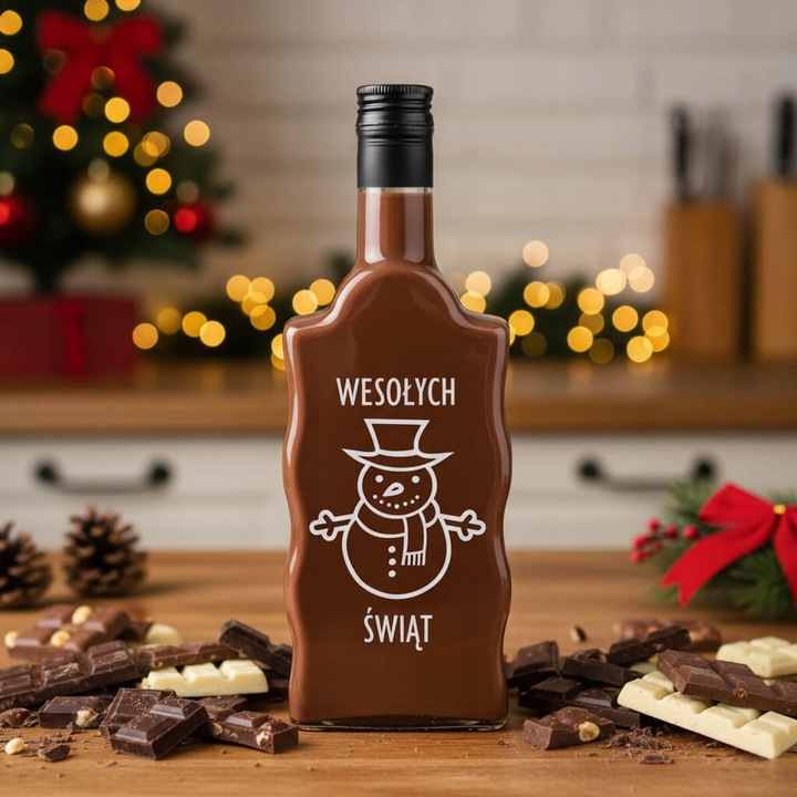 10x Butelki Szklane FALA 500ml z NADRUKIEM ŚWIĄTECZNYM na Prezent Nalewki