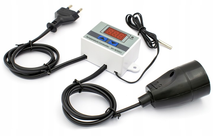 TERMOSTAT ELEKTRONICZNY REGULATOR TEMPERATURY Z GNIAZKIEM I WTYCZKĄ 230V