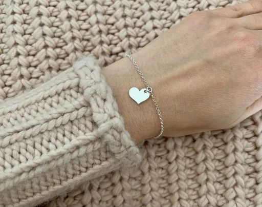 SREBRNA BRANSOLETKA DAMSKA celebrytka SERCE NA PREZENT DLA NIEJ + GRAWER