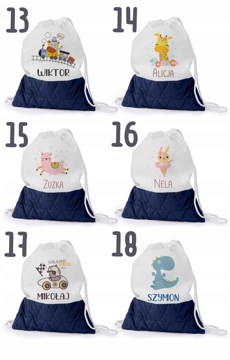 WOREK DO PRZEDSZKOLA ŻŁOBKA PLECAK DLA DZIECKA Z PĘTELKĄ NA BUTY + IMIĘ