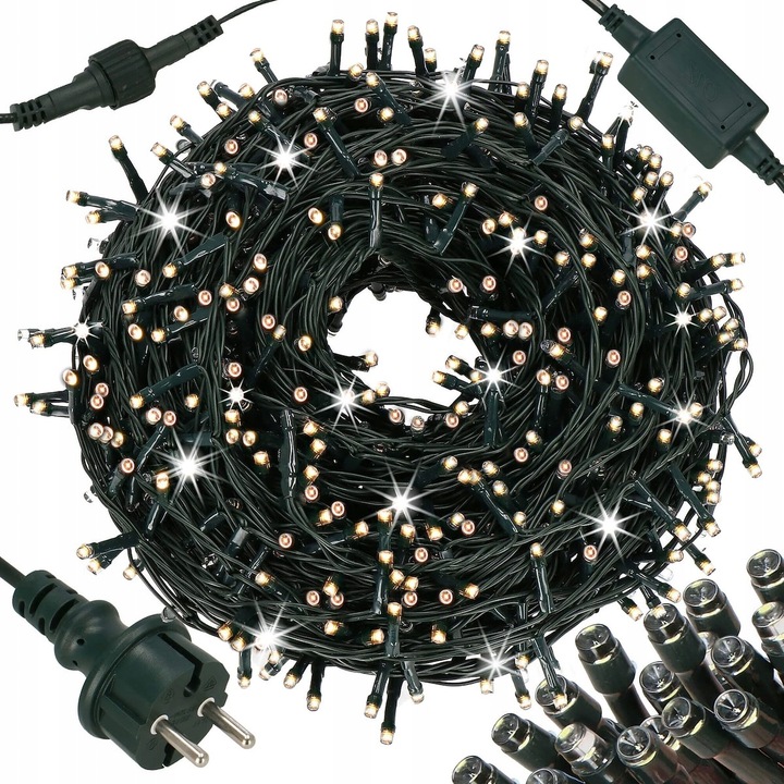 LAMPKI SOPLE CHOINKOWE 300LED KURTYNA ŚWIETLNA FLASH ZEW/WEW CIEPŁY BIAŁY