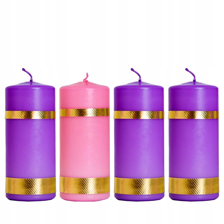 ŚWIECE ADWENTOWE ZESTAW ŚWIEC ADWENTOWYCH komplet do 3x fiolet 1x róż 11 cm