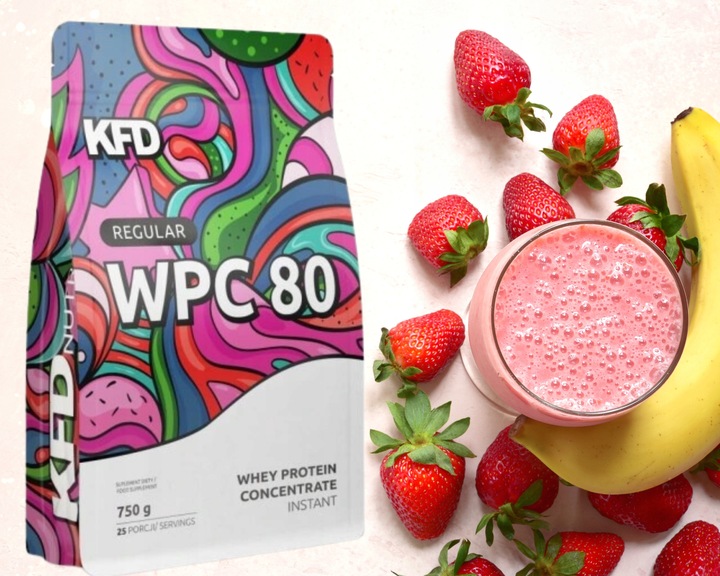 KFD REGULAR WPC 80 BIAŁKO KONCENTRAT BIAŁKA 750g SMAK BANAN-TRUSKAWKA