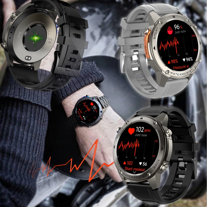 ZEGAREK MĘSKI SMARTWATCH GPS ROZMOWY MENU PL WODOODPORNY SPORT SMART WATCH