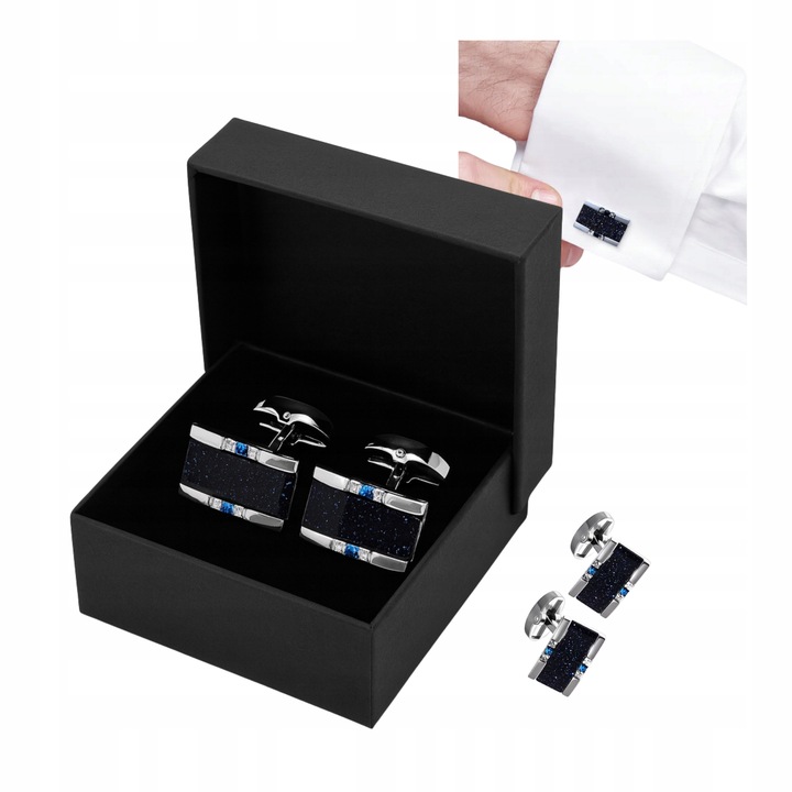 Spinki do Mankietów Eleganckie Spinki do Koszuli+ Pudełko Prezent dla Niego
