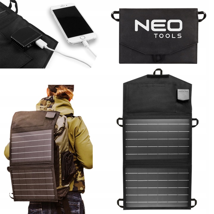 NEO ŁADOWARKA SOLARNA TURYSTYCZNA PANEL SŁONECZNY 15W 2x USB DO TELEFONU