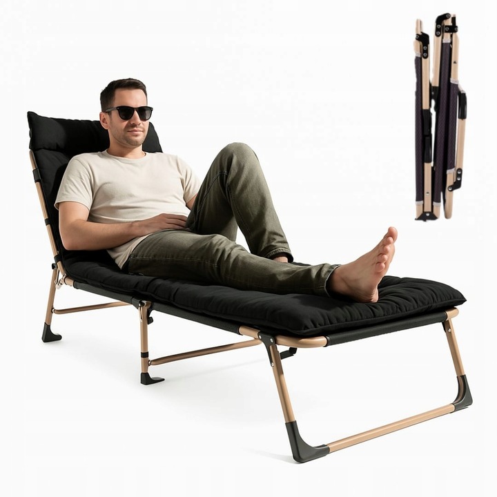 Leżak Ogrodowy Łóżko Polowe Z Materacem Do Domu Ogrodu Na Biwak