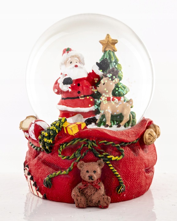 KULA ŚNIEŻNA Z MIKOŁAJEM I RENIFEREM 8,5x7x6,5CM