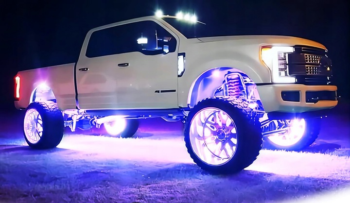 PODŚWIETLENIE PODWOZIA LED RGB LAMPKI POD SAMOCHÓD AUTO 8szt + PILOT APPka