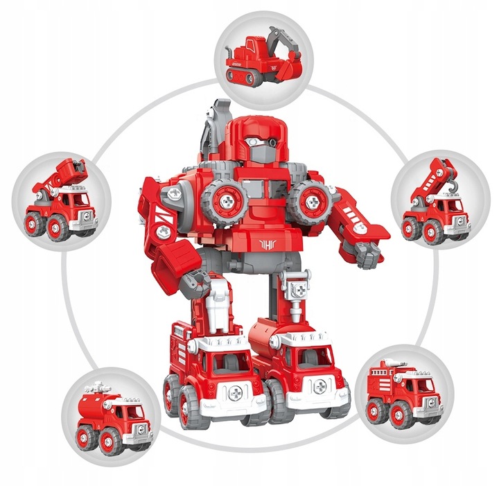 5w1 AUTO ROBOT DO SKŁADANIA ŚWIECĄCY DŻWIĘKI DLA DZIECI KOPARKA DŻWIG