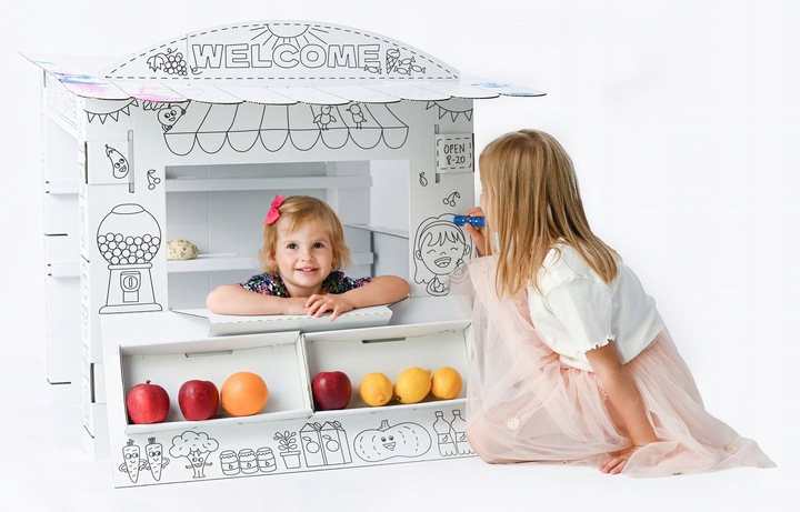 Duży Stragan Tekturowy Zabawa w sklep Pomysł na prezent dla dzieci