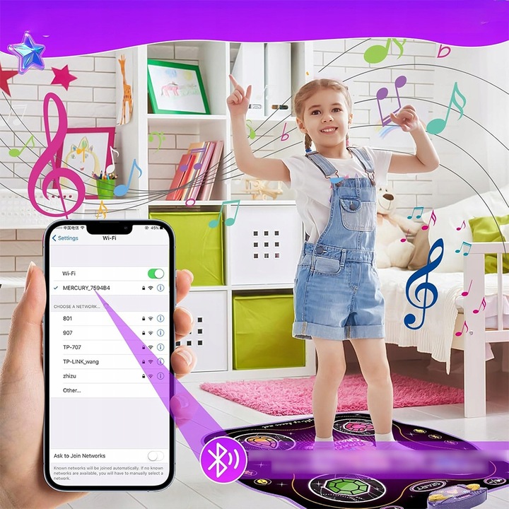 MATA DO MUZYCZNA TAŃCZENIA ZABAWKA DLA BLUETOOTH DZIECI 9 TRYBÓW GRY Z LED