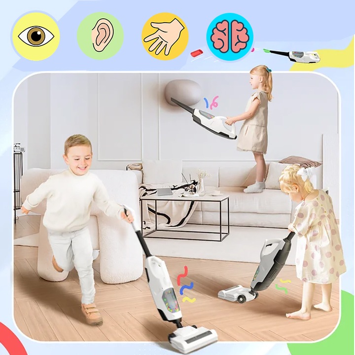 ODKURZACZ PIONOWY DLA DZIECI BEZPRZEWODOWY Z FUNKCJĄ SSANIA Z DŹWIĘKIEM 2w1