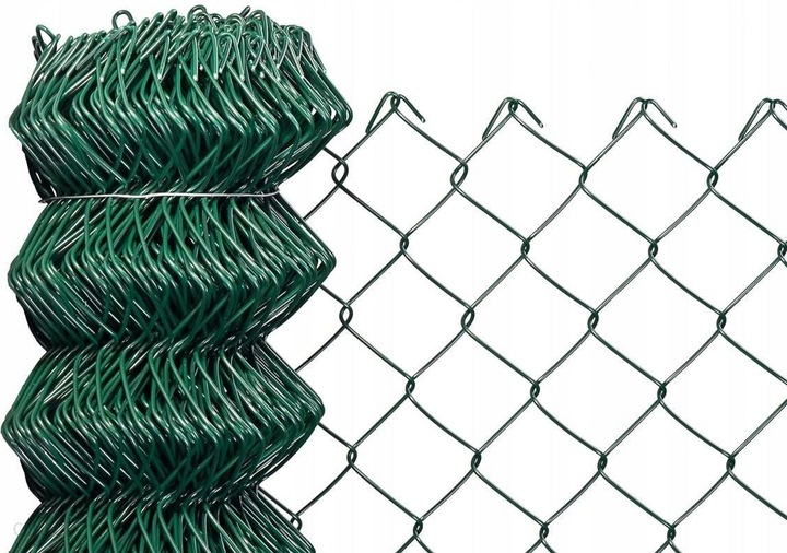 SIATKA OGRODZENIOWA 150 cm OCYNK + PCV ZIELONA drut 3,0 mm rolka 10mb 1,50m