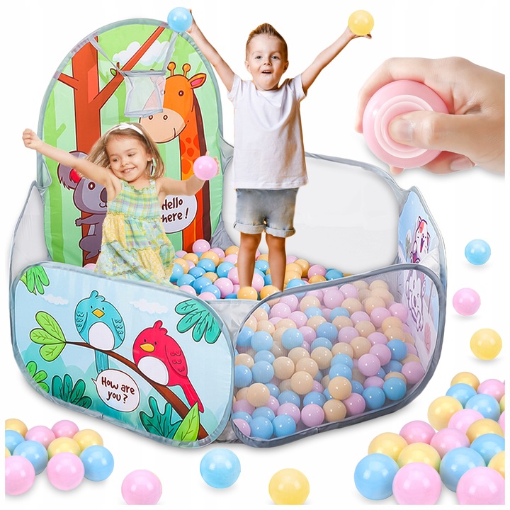 KOLOROWY SUCHY BASEN NAMIOT NA KULKI DLA DZIECI KOJEC Z KOSZEM