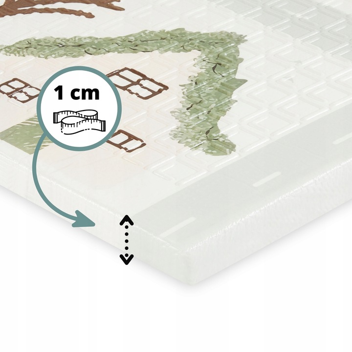 Dwustronna Mata Piankowa Składana 180x120 Urocze Miasteczko/Piaskowy Beż