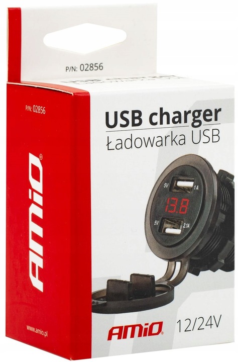 GNIAZDO SAMOCHODOWE ŁADOWARKA QC 2xUSB WOLTOMIERZ