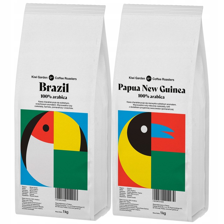 Kawa ZIARNISTA DO EKSPRESU Świeżo palona 100% Arabica BRAZYLIA+PAPUA 2X1KG