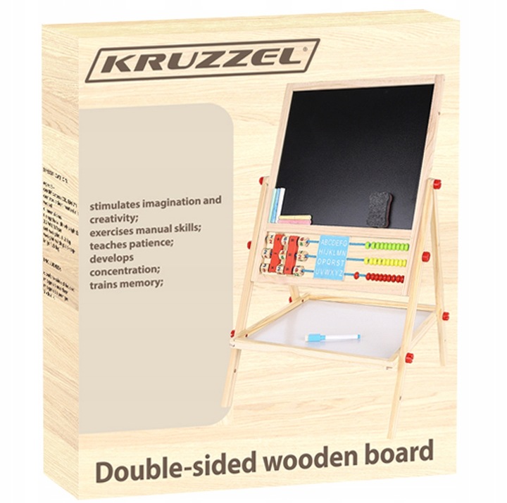 Tablica Magnetyczna Suchościeralna Kredowa Stojąca Dwustronna Drewniana 6w1