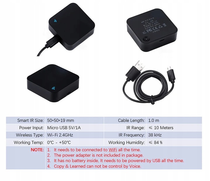 INTELIGENTNY PILOT WIFI IR NA PODCZERWIEŃ ALEXA/GOOGLE ASSISTANT