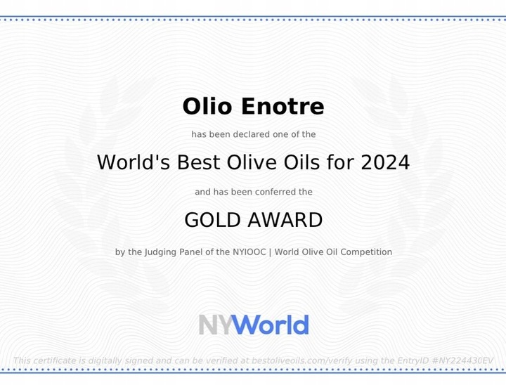 OLIWA EXTRA VIRGIN BIO DELICATO NAGRADZANA ZBIÓR 2024 WŁOSKA 750 ml