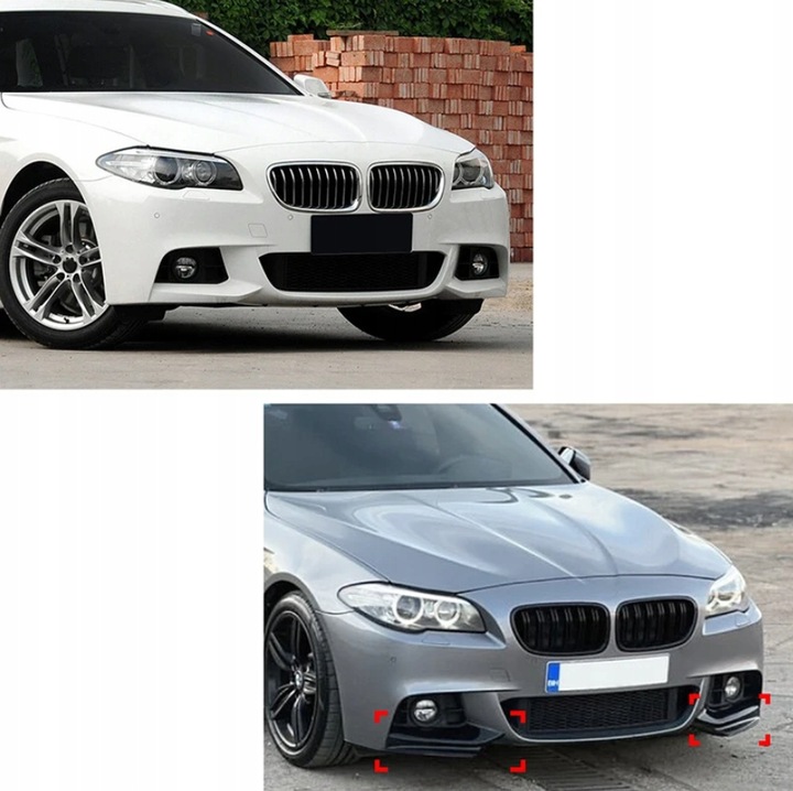 BMW F10 F11 M SPORT FLAPSY CZARNY POŁYSK SPLITTER DOKŁADKA ZDERZAKA PRZÓD