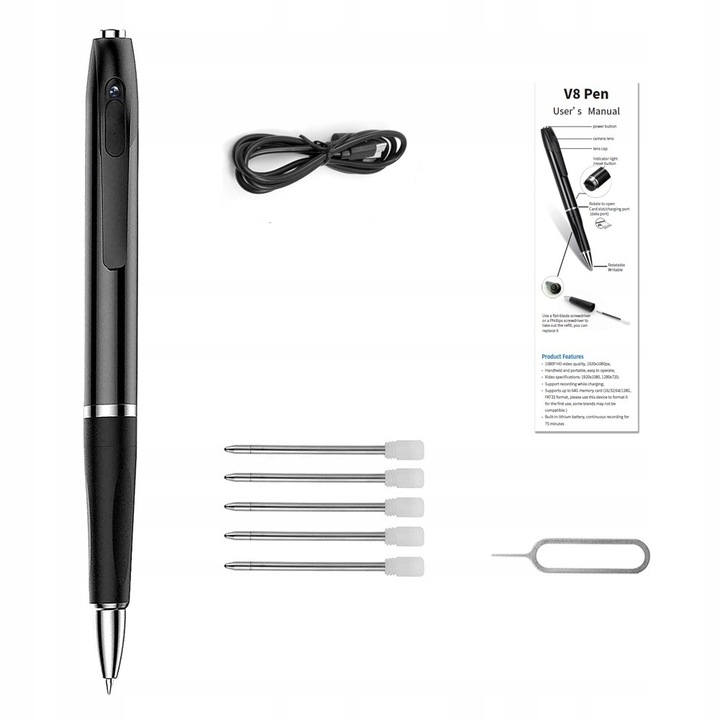 MINI KAMERA SZPIEGOWSKA UKRYTA FULLHD DŁUGOPIS