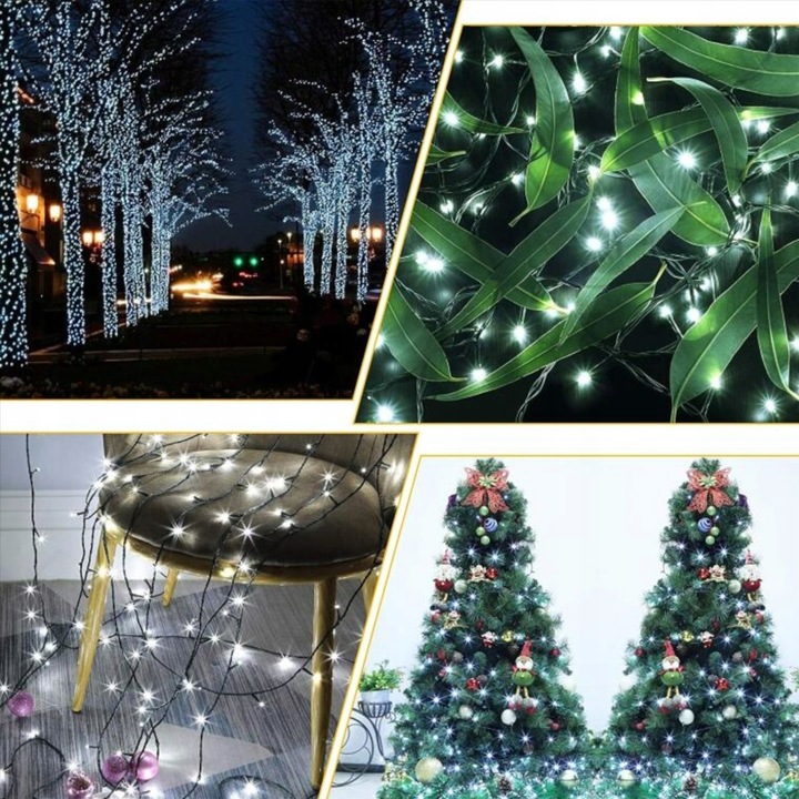 LAMPKI CHOINKOWE 500 LED BIAŁY ZIMNY 100M ŚWIĄTECZNE