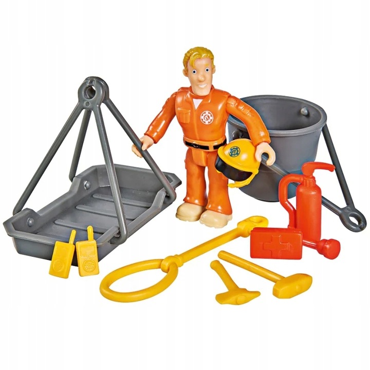 STRAŻAK SAM HELIKOPTER RATUNKOWY WALLABY + FIGURKA CHWYTAK KOSZ AKC. ŚW/DŹW