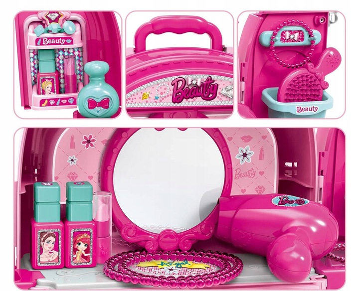 Toaletka w plecaku lalka DOMKU salon dla dzieci 3w1 dla 3 4 5 6 7 latki