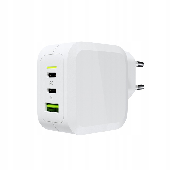 Biała Ładowarka GC Power GaN 65W - 2x USB-C PowerDelivery 1x USB-A QC 3.0