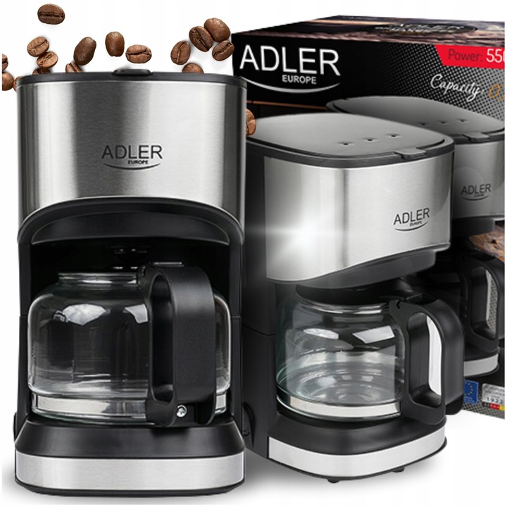 Ekspres do kawy przelewowy 0,7L Blokada kapania ADLER AD 4407 czarny