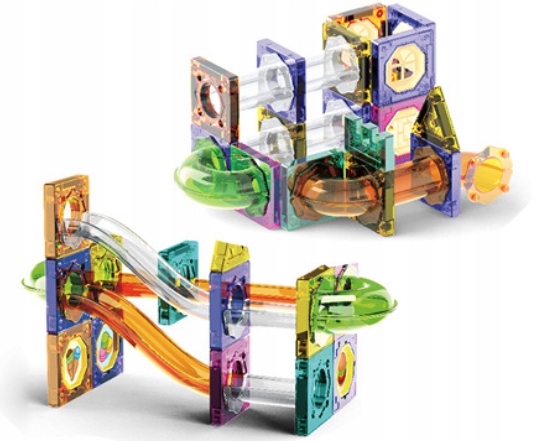 Magnetyczne Klocki Konstrukcyjne DIY 3D Tor Kulkowy Święcący 73 ELEMENTY