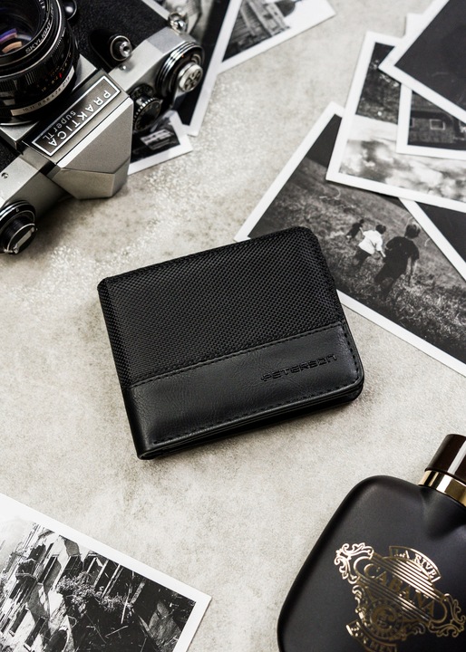 Portfel Peterson męski mały na suwak slim z ochroną kart RFID kompaktowy
