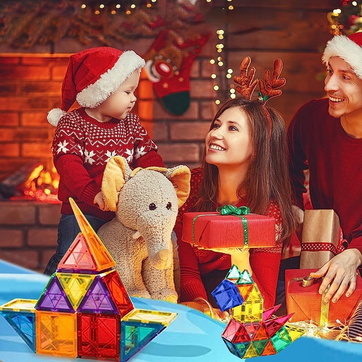 DUŻE KLOCKI MAGNETYCZNE KAFELKI ZESTAW XXL 34 EL RAINBOW MAGNETIC TILES