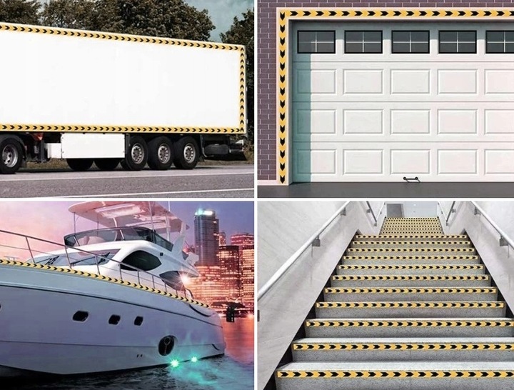 TAŚMA OSTRZEGAWCZA 50mm x 25m ODBLASKOWA SAMOPRZYLEPNA ZÓŁTA - CZARNA 5CM