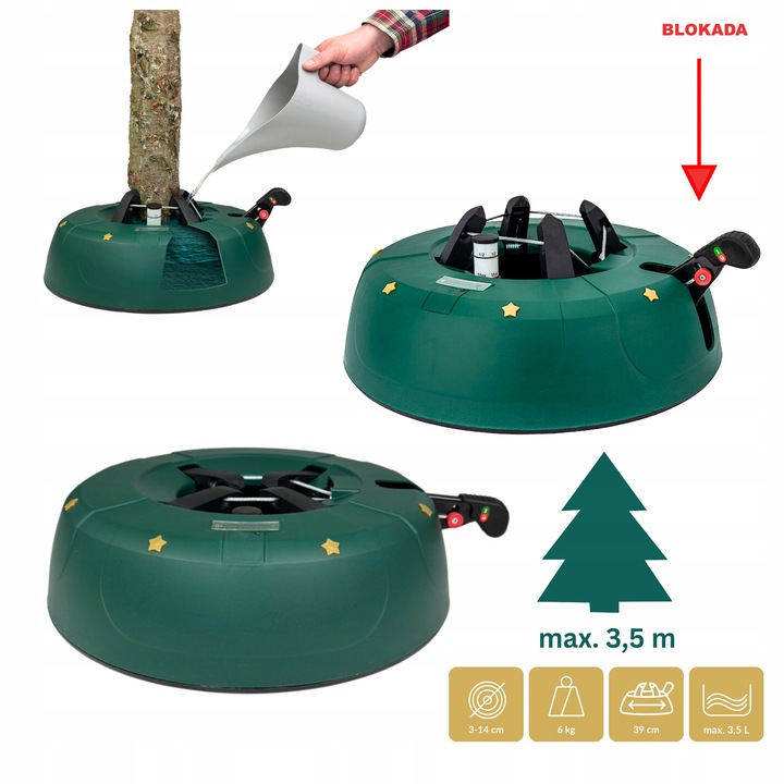 STOJAK CHOINKOWY SAMOZACISKOWY PODSTAWKA NA ŻYWĄ CHOINKĘ, WYSOKOŚĆ DO 3,5 M