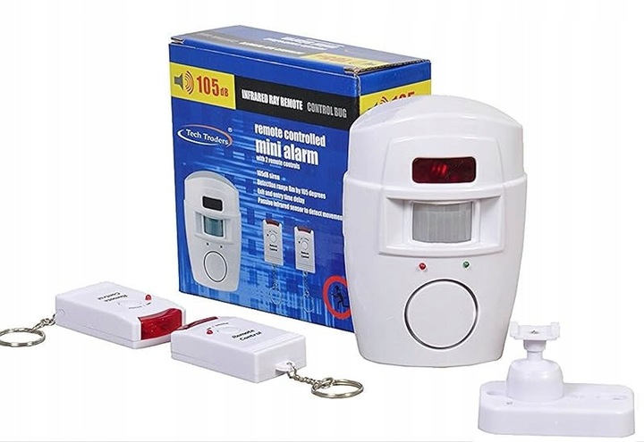 2x ALARM BEZPRZEWODOWY CZUJNIK RUCHU SYRENA NA BATERIE DO DOMU GARAŻU