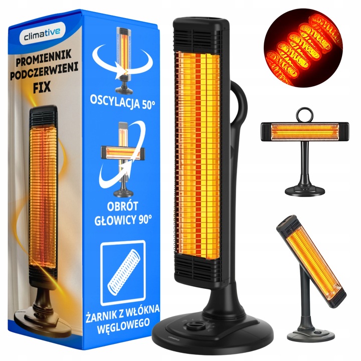 Promiennik Podczerwieni Tarasowy FIX 1000W Oscylacja Pionowy i Poziomy