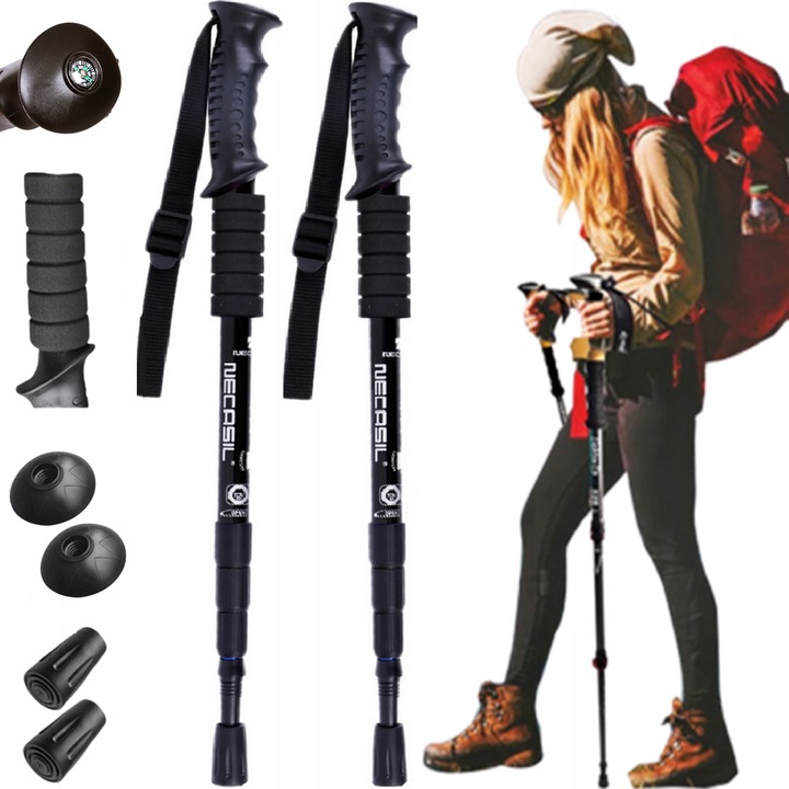 KIJE TREKKINGOWE ANTISHOCK DO CHODZENIA PO GÓRACH NORDIC WALKING KIJKI ALU