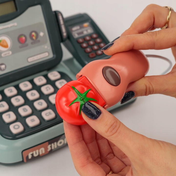 KASA FISKALNA SKLEPOWA INTERAKTYWNA SKANER WYŚWIETLACZ LCD DZWIĘK AKCESORIA