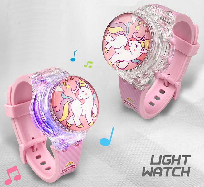 zegarek dziecięcy OBROTOWY dla dziewczynki UNICORN jednorożec MUSIC ŚWIATŁO