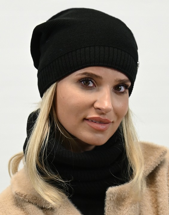 Komplet Czapka z Tubą Znakomita Jakość Czarny B1