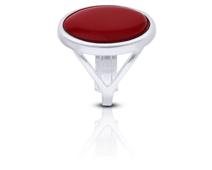 Pierścionek srebrny regulowany z czerwonym koralem pr.925