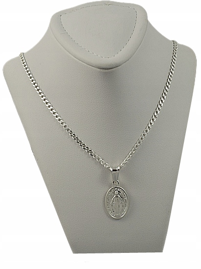 Łańcuszek Srebrny Diamentowany z Medalikiem na Komunie Srebro 925