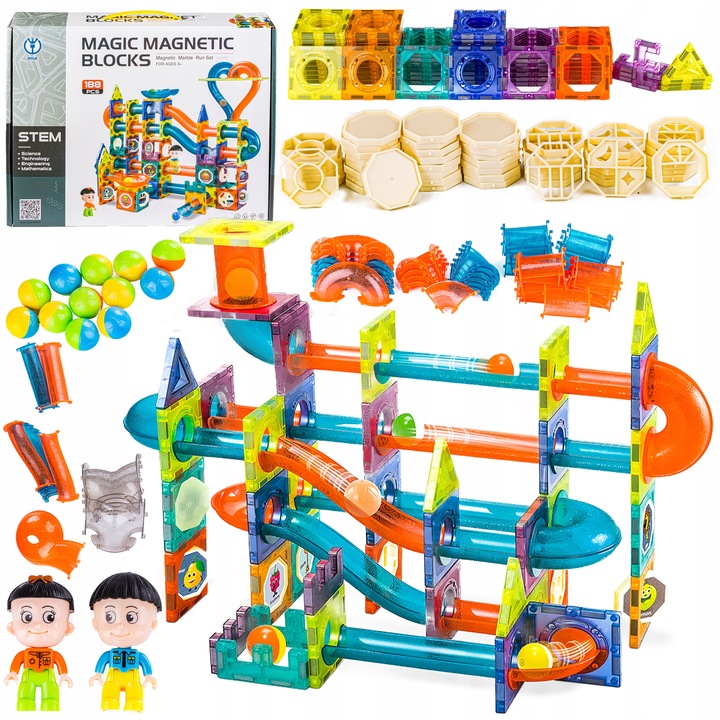 KONSTRUKCYJNE KLOCKI MAGNETYCZNE dla dzieci KULODROM TOR dla KULEK 188 el