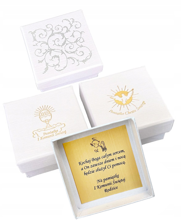 Srebrny łańcuszek 45 cm medalik serce Boska Częstochowska Komunia i Chrzest