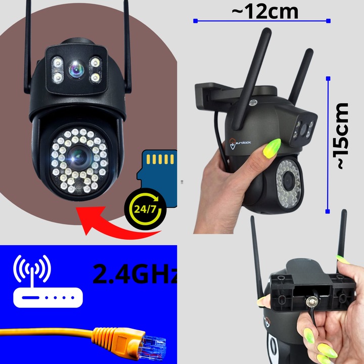 PODWÓJNA KAMERA WIFI IP ZEWNĘTRZNA OBROTOWA ŚLEDZENIE 2X3MPX DOŚWIETLENIE